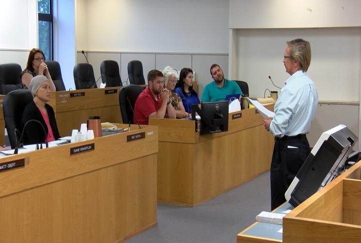 Coroner Jim Keller addresses the Adams County Legislative Committee regarding the county's indigent burial policy.